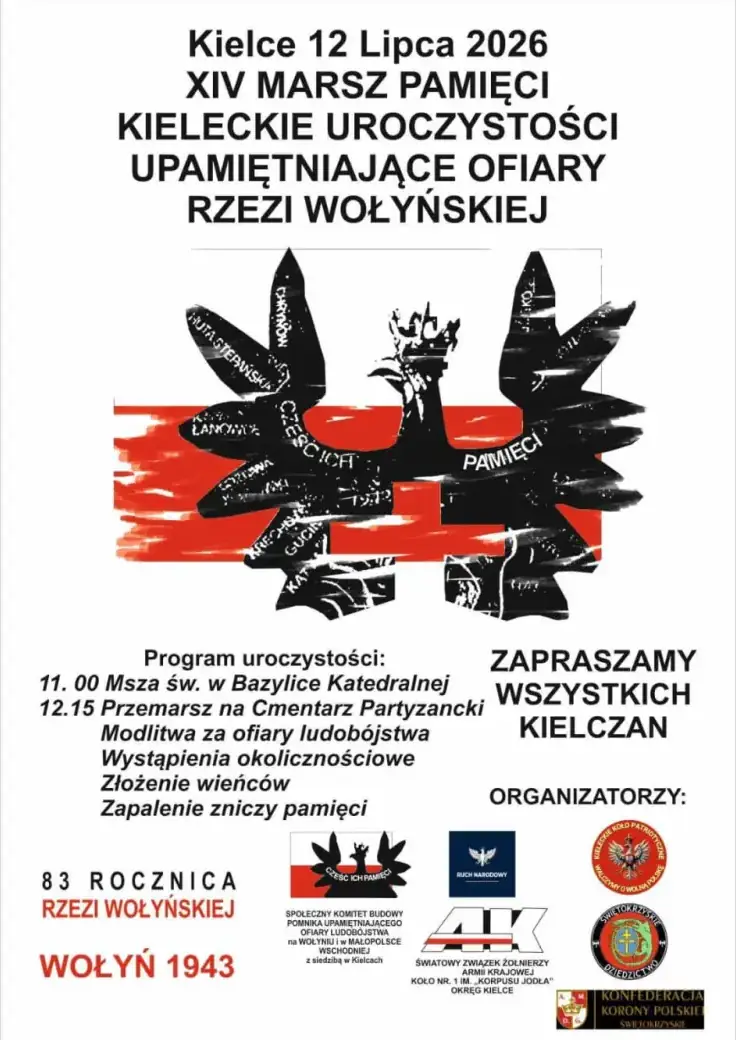 Kieleckie obchody 83. rocznicy ludobójstwa na Wołyniu - miniatura 1